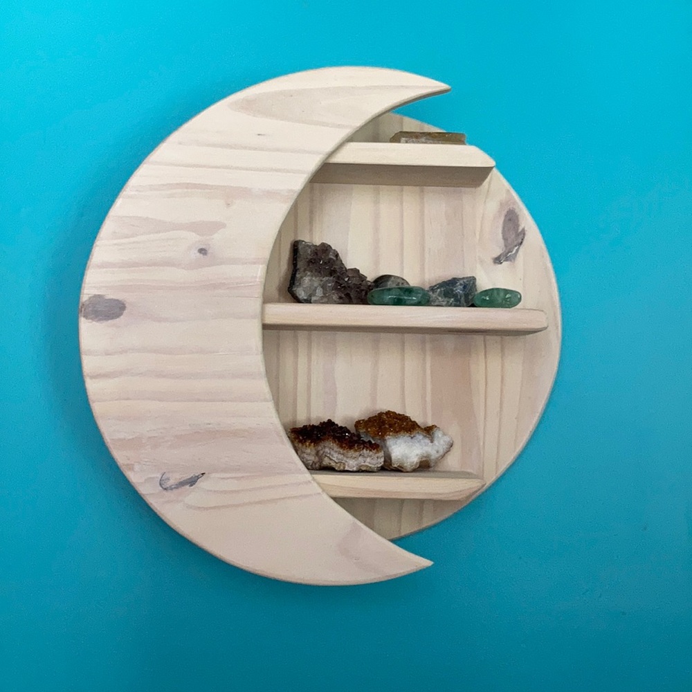 Handmade Witchy Pagan Crescent Moon Display Shelf
